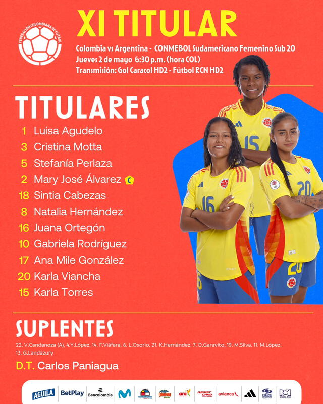 Colombia vs Argentina femenino sub-20