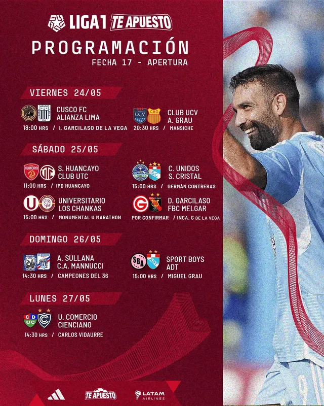 Programación de la fecha 17 en el Torneo Apertura 2024. Foto: Liga 1   