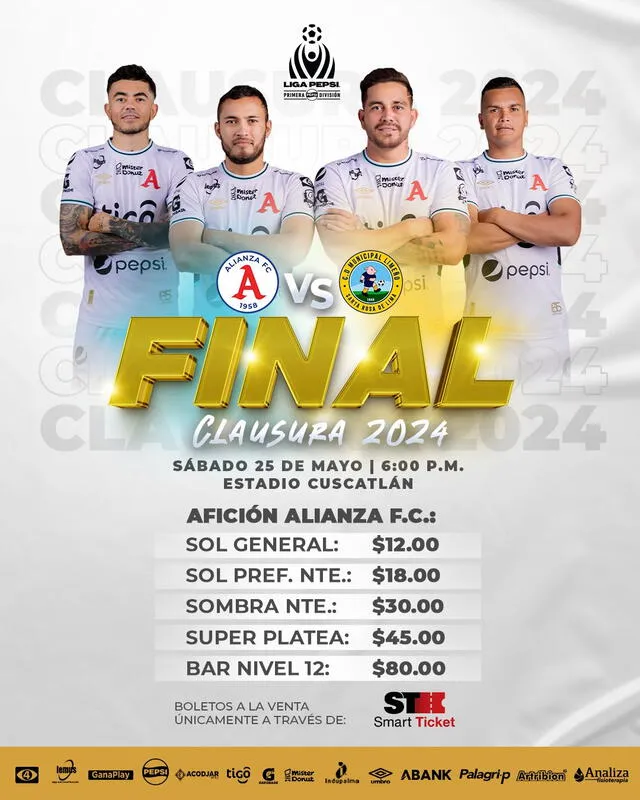  Entradas para la final del Torneo Clausura de El Salvador. Foto: Alianza FC   
