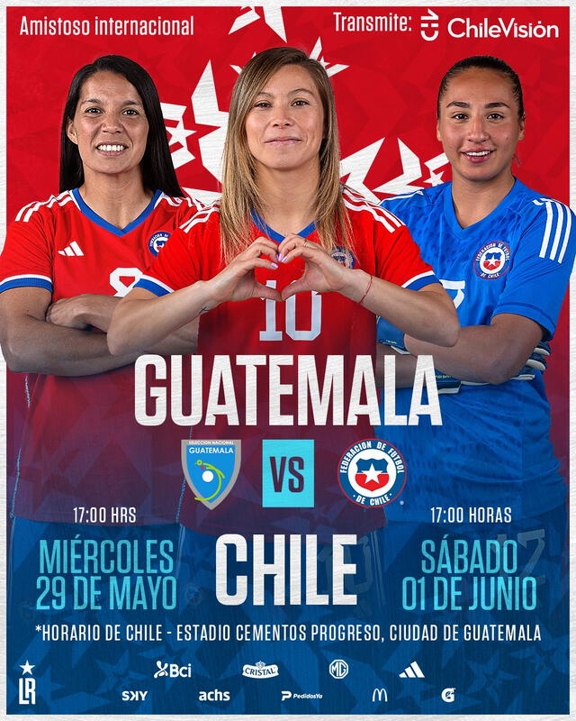 Fechas de los partidos entre Chile y Guatemala femenino. Foto: La Roja   