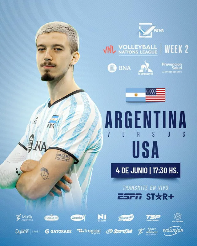 Fecha, hora y canal confirmado del duelo entre Argentina y USA. Foto: FEVA   