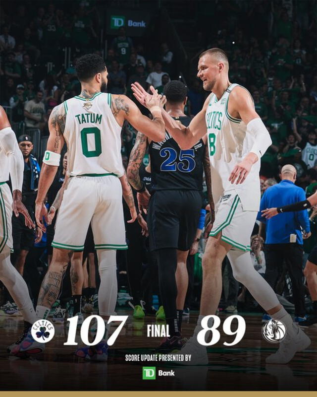 Así terminó el juego 1 entre Celtics vs. Mavericks. Foto: Celtics/X   