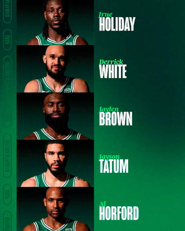 Alineación de los Boston Celtics. Foto: celtics / X   