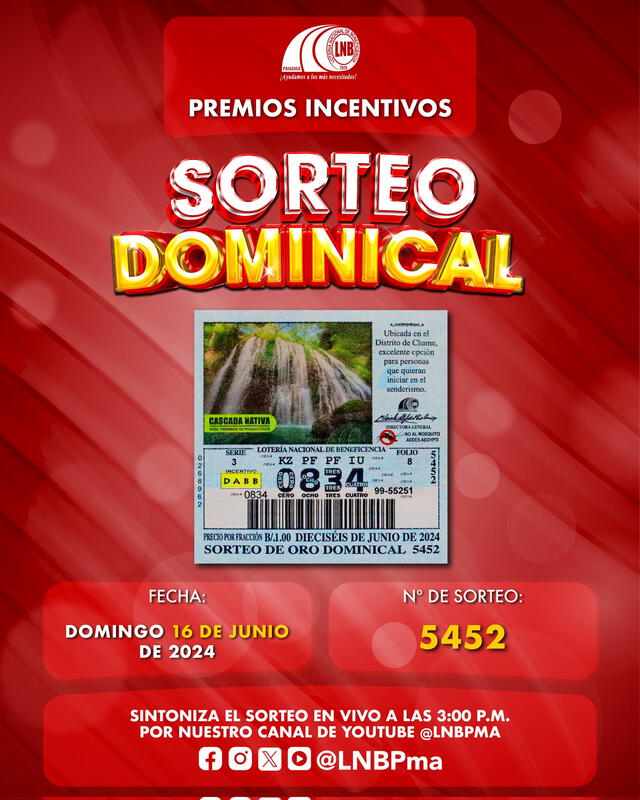 Lotería Nacional de Panamá hoy, 16 de junio. Foto: LNBPma