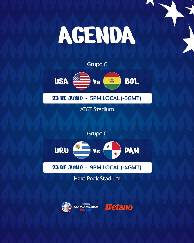 Estos son los 2 partidos que se jugarán hoy en la Copa América 2024. Foto: Conmebol   