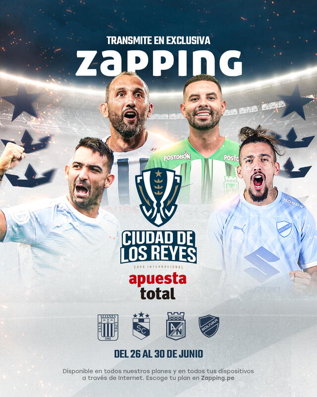 El canal Zapping Sports transmitirá los partidos de Sporting Cristal y los otros tres clubes en esta Copa Ciudad de los Reyes. Foto: Zapping   