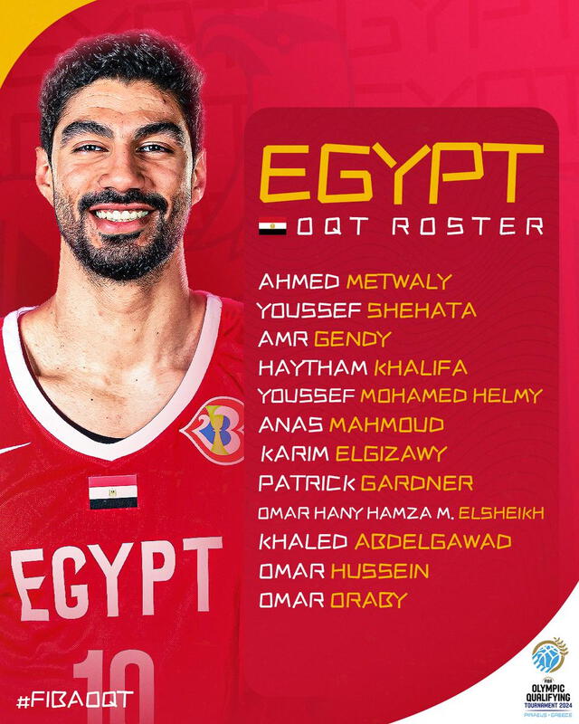 Este es el roster de Egipto para el torneo. Foto: FIBA   