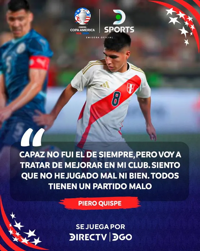  Declaraciones de Piero Quispe luego de finalizar la Copa América. Foto: Directv 