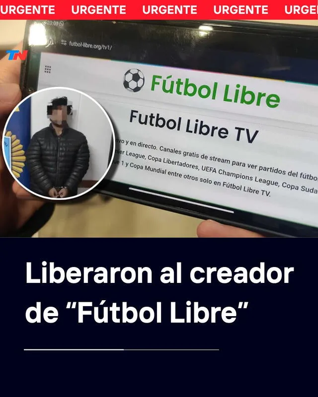  El creador de Fútbol Libre fue detenido por temas de piratería. Foto: Todo Noticias   