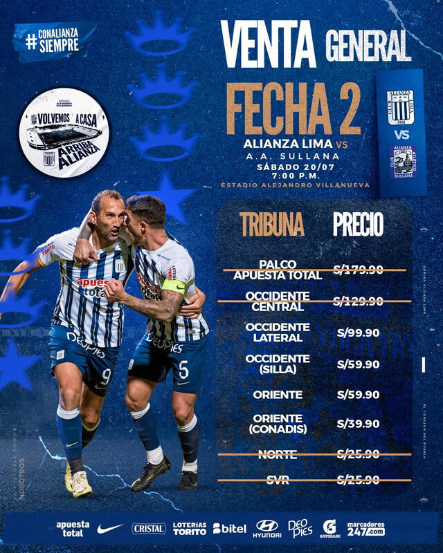 Entradas para el partido ante Alianza Atlético. Foto: Alianza Lima   