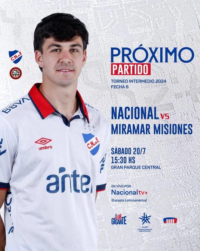  Nacional de Uruguay es el único líder del grupo B del Torneo Intermedio de la Primera División de Uruguay. Foto: Club Nacional   