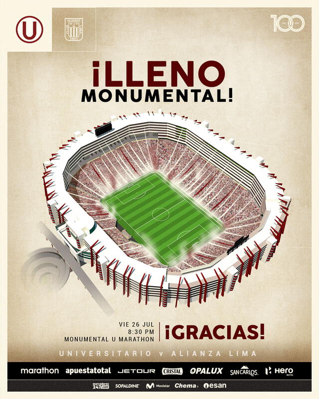 Los hinchas cremas agotaron todos los boletos puestos a la venta para el clásico. Foto: Universitario 