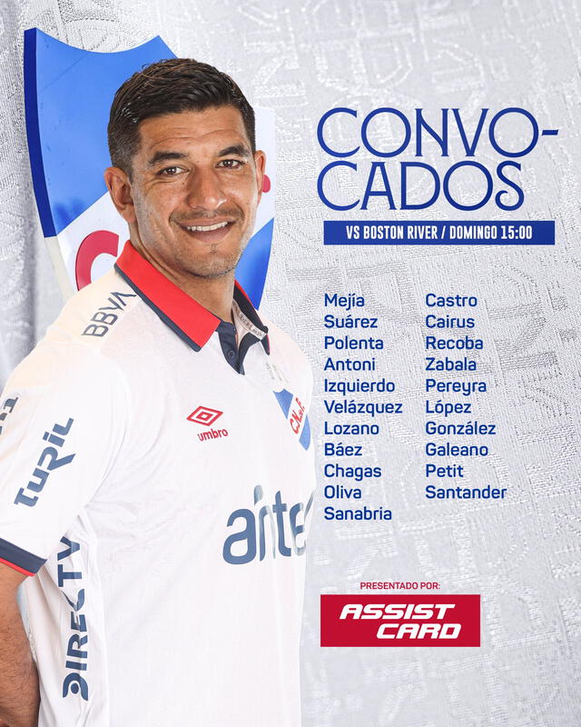  Nacional presenta su lista de convocados. Foto: Nacional de Uruguay   