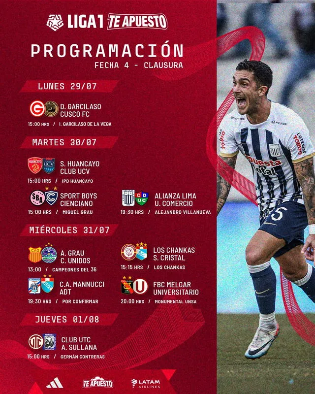  Programación de la fecha 4 del Torneo Clausura. Foto: Liga 1/X   