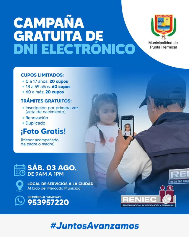  Campaña gratuita de DNI electrónico. Foto: Municipalidad de Punta Hermosa    