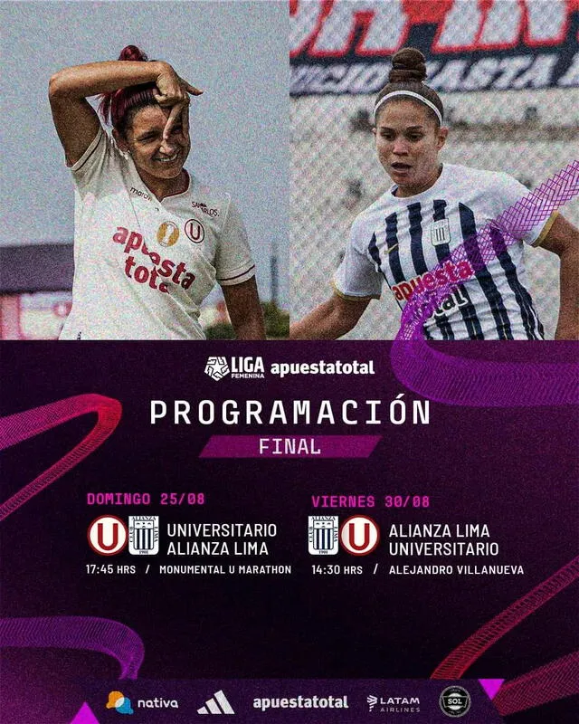  Programación oficial de las finales. Foto: Liga 1 Femenina  