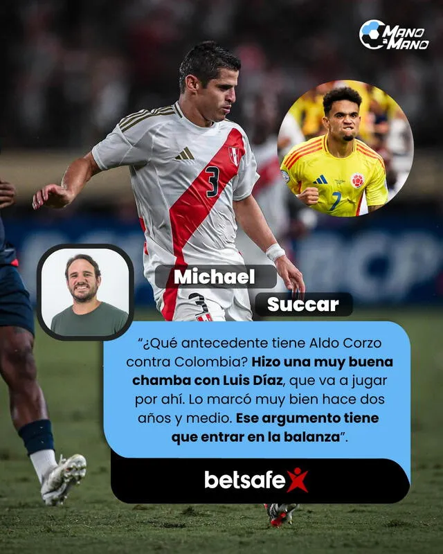  El argumento de Michael Succar para que Aldo Corzo sea titular ante Colombia. Foto: Mano a Mano   