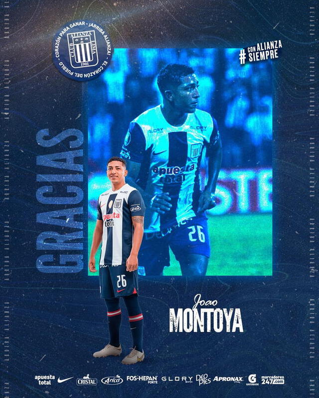  Joao Montoya fue despedido de Alianza Lima para la temporada 2024. Foto: Alianza Lima   