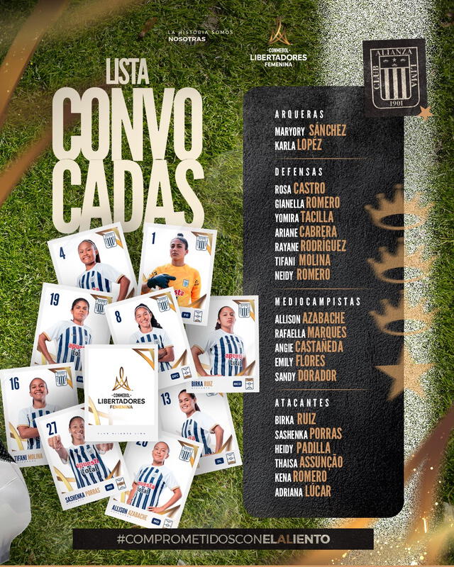  Lista de convocadas de las íntimas. Foto: Alianza Lima   