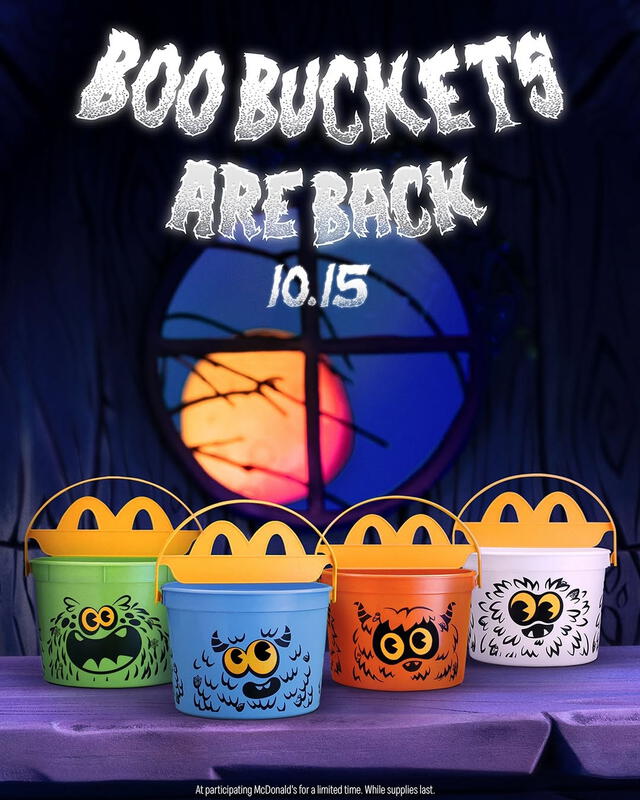 El gigantesco restaurante McDonald’s ha anunciado el regreso de los populares Boo Buckets en sus Happy Meals para este 2024. Foto: McDonald’s    