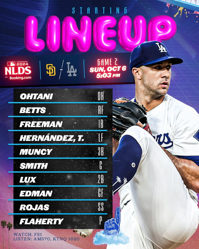 Alineación de los Dodgers. Foto: Dodgers   