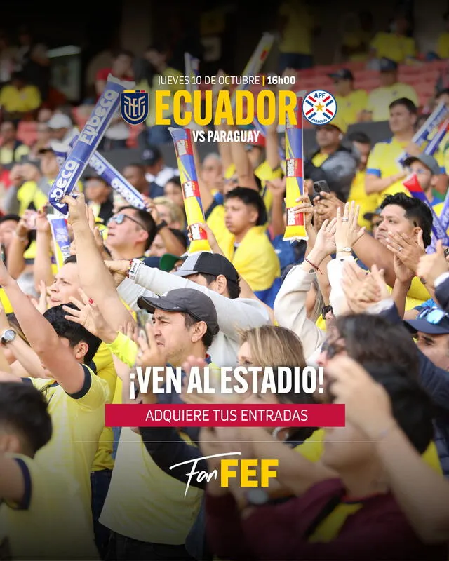  Las entradas para el Ecuador vs Paraguay se puede adquirir en FanFEF. Foto: La Tri/X   