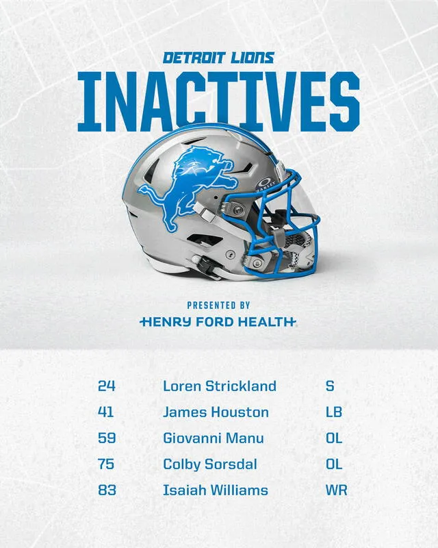 Lista de inactivos de Lions. Foto: Lions 