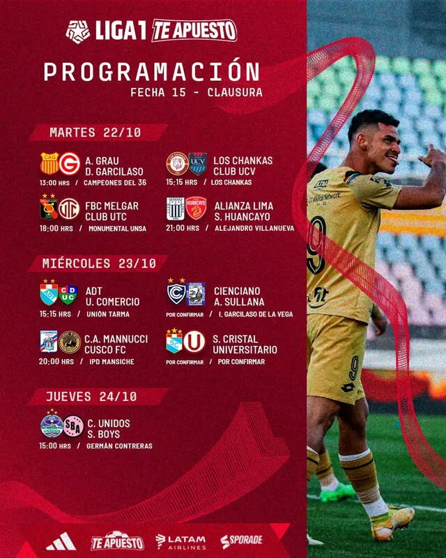 Así se jugará la fecha 15 del Clausura. Foto: Liga 1   