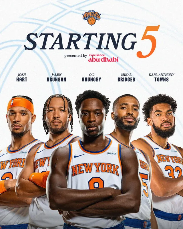 Quinteto abridor de los Knicks. Foto: Knicks 