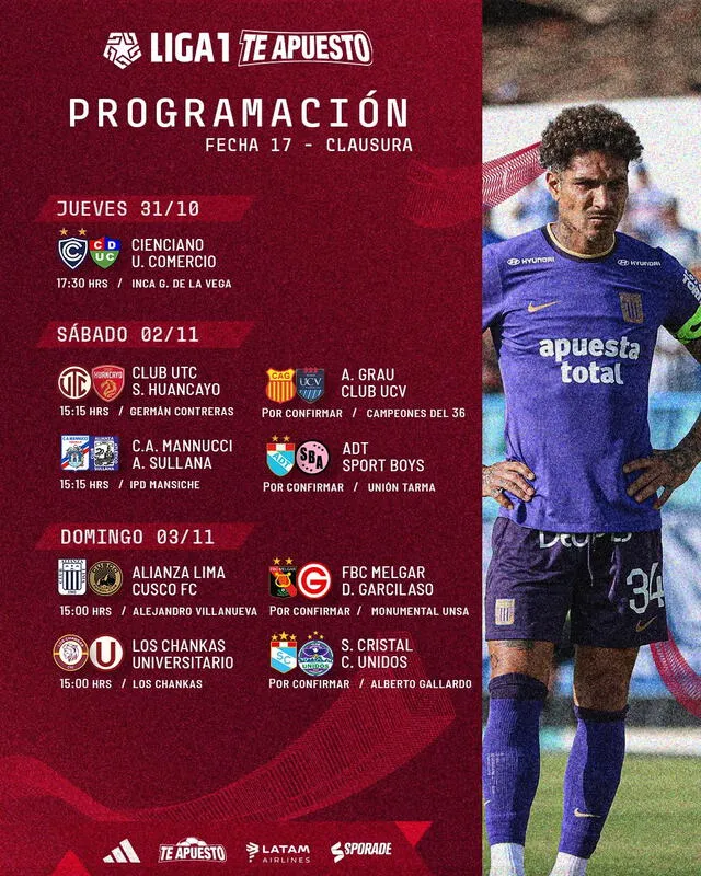  Programación de la jornada final del Torneo Clausura. Foto: Liga 1/X   