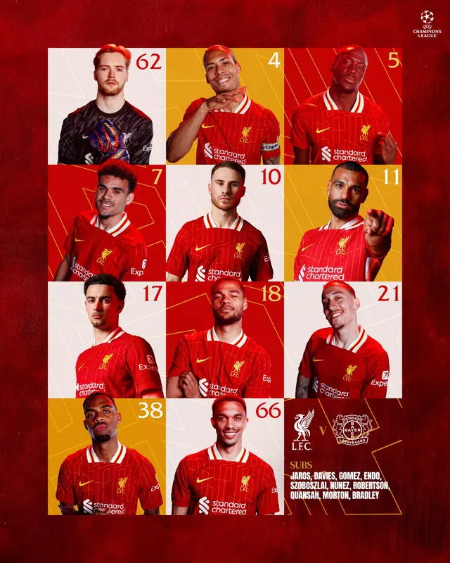  Alineación confirmada. Foto: Liverpool FC   