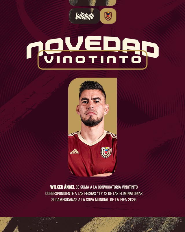 Wilker Ángel se suma a la convocatoria de la selección venezolana. Foto: La Vinotinto/ X