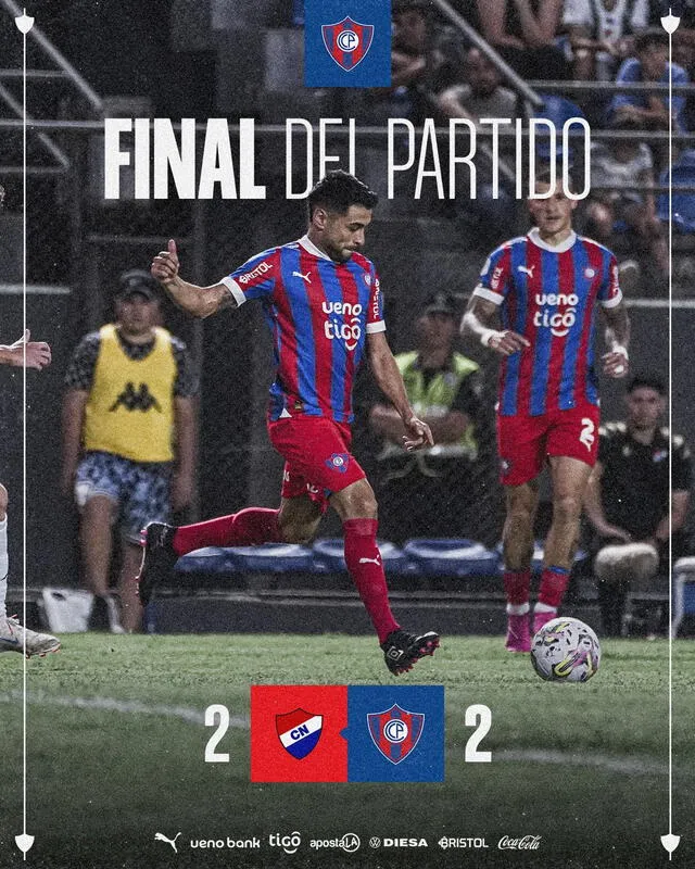  Cerro Porteño empató su último encuentro 2-2 ante Nacional. Foto: Cerro Porteño/X   