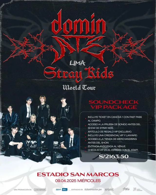  Beneficio exclusivo para el show de Stray Kids en Lima. Foto: Ticketmaster    