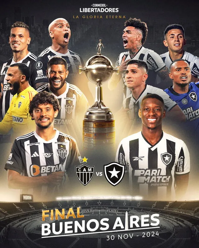 Botafogo y Atlético Mineiro nunca se habían enfrentado entre sí por la final de este torneo. Foto: Conmebol Libertadores   