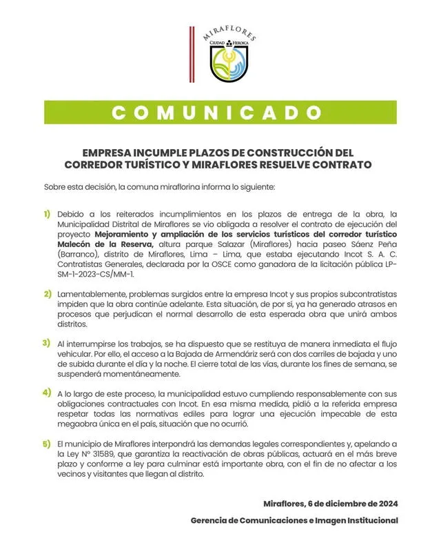 Cancelan contrato de concesión de puente Miraflores-Barranco. Foto: Municipalidad de Miraflores/Facebook   