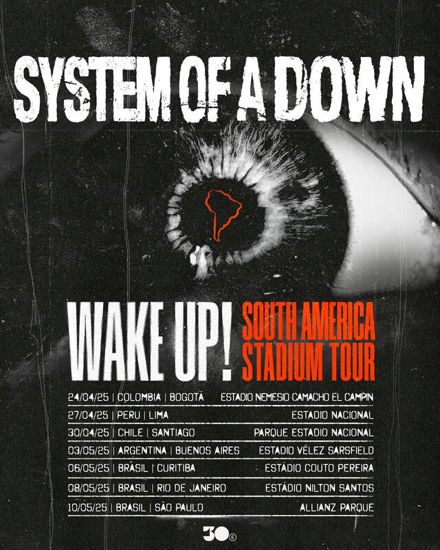  System Of a Down incluyó al Perú en su gira 'Wake Up!'. Instagram   