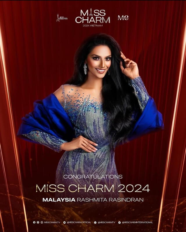  Rashmita Rasindran, ganadora del Miss Charm 2024. Foto: Instagram/misscharm 