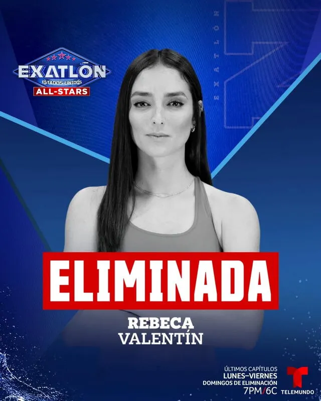 Rebeca fue eliminada de la competencia y no aparecerá en los próximos capítulos. Foto: Exatlón Estados Unidos/ Instagram