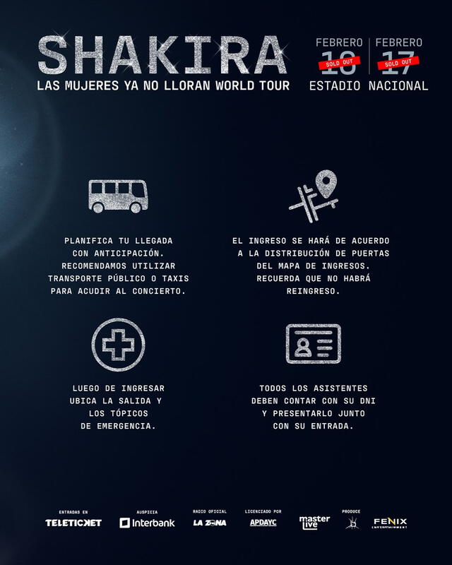  Recomendaciones para los conciertos de Shakira en Lima. Foto: Facebook/Teleticket   