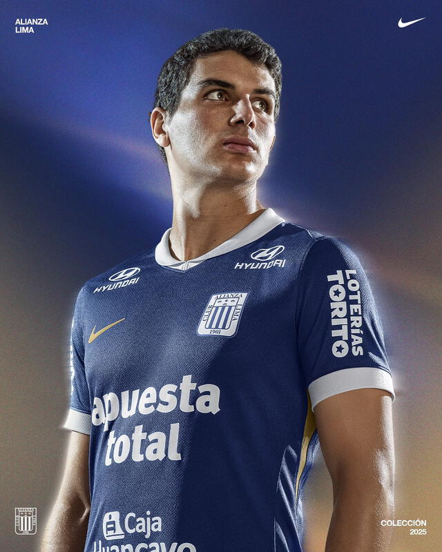  La camiseta alterna de Alianza Lima es azul con ribetes blancos. Foto: Alianza Lima/X   