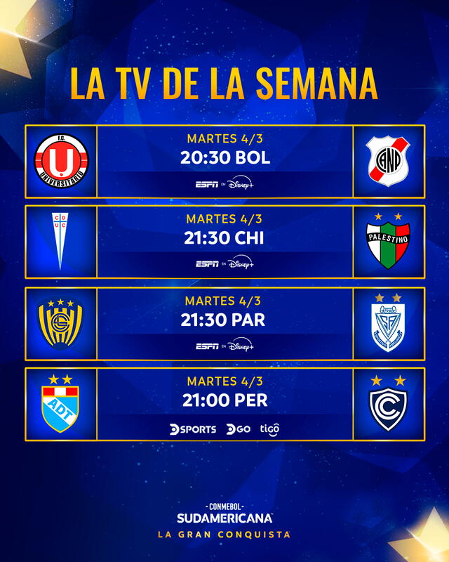 Canales para ver los partidos de Copa Sudamericana. Foto: Conmebol Canales para ver los partidos de Copa Sudamericana. Foto: Conmebol