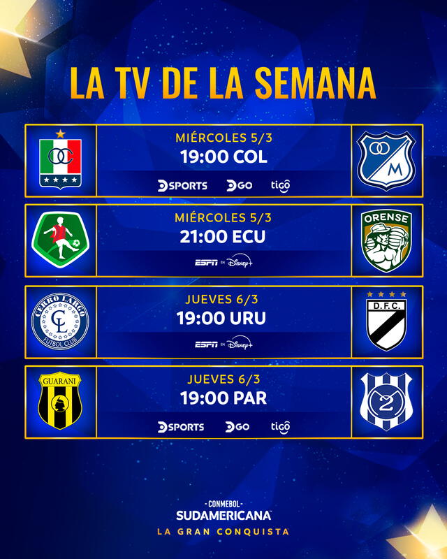 Canales para ver los partidos de Copa Sudamericana. Foto: Conmebol Canales para ver los partidos de Copa Sudamericana. Foto: Conmebol