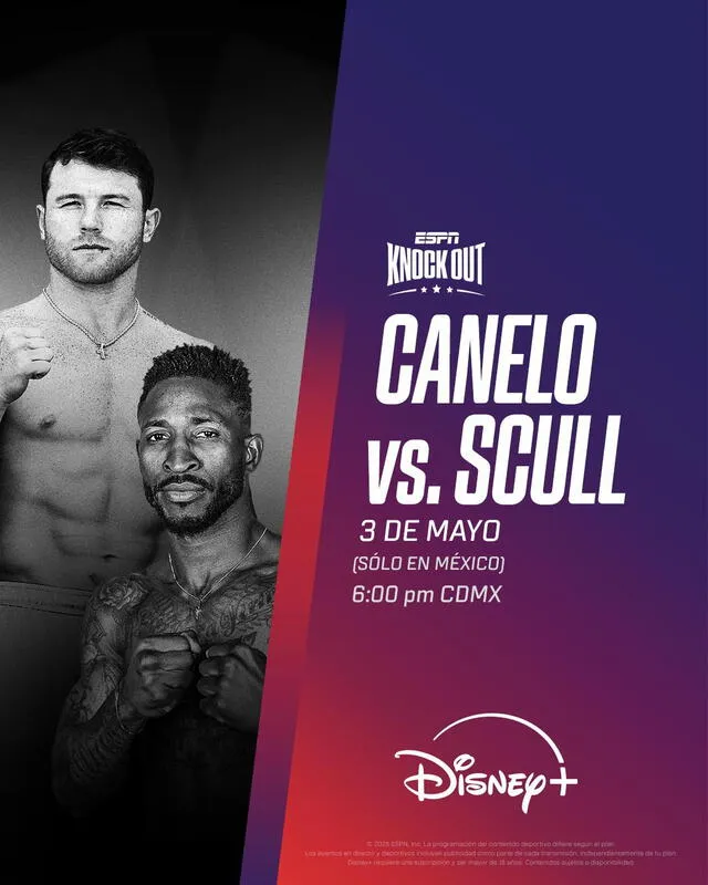 Canal confirmado para ver la pelea de 'Canelo' Álvarez. Foto: Disney Canal confirmado para ver la pelea de 'Canelo' Álvarez. Foto: Disney