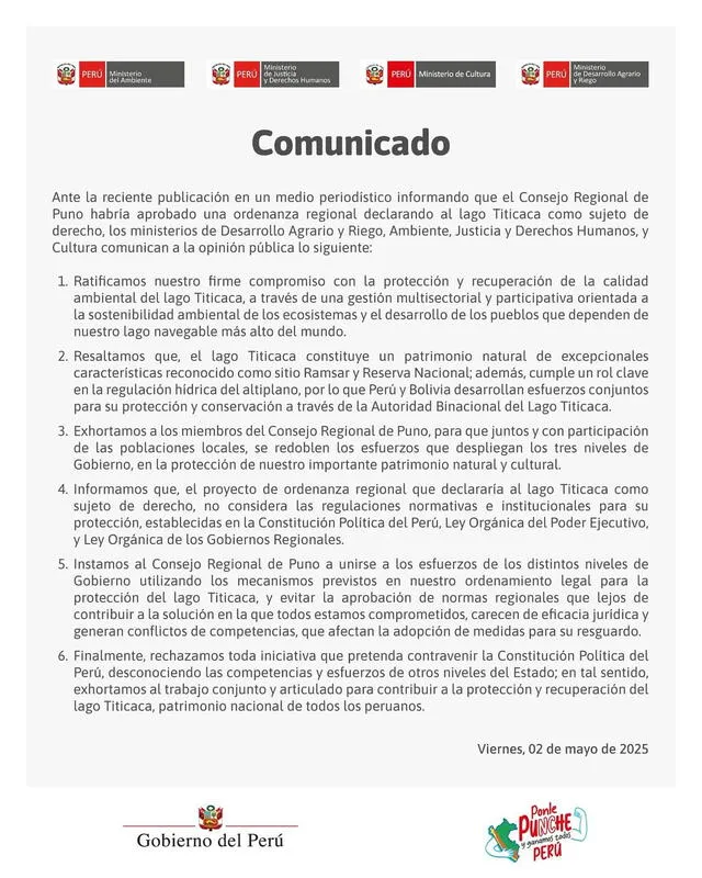 Comunicado del Poder Ejecutivo. Comunicado del Poder Ejecutivo.