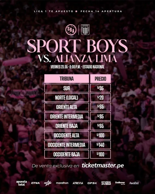 Entradas para el Alianza Lima vs Sport Boys. Foto: Club Sport Boys Association Entradas para el Alianza Lima vs Sport Boys. Foto: Club Sport Boys Association