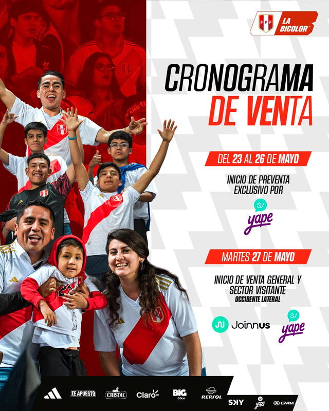 Cronograma de venta de entradas para el Perú vs Ecuador. Foto: La Bicolor Cronograma de venta de entradas para el Perú vs Ecuador. Foto: La Bicolor