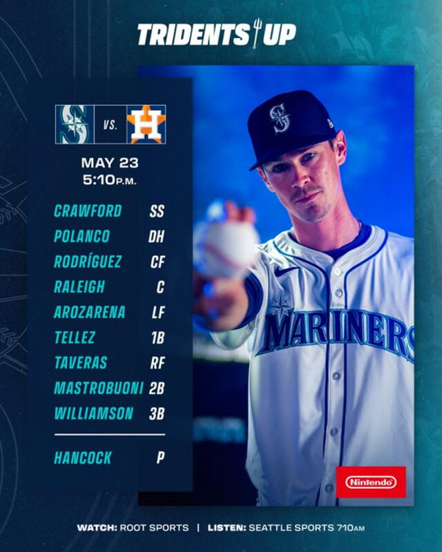 Lineup de Mariners. Foto: Mariners/X Lineup de Mariners. Foto: Mariners/X