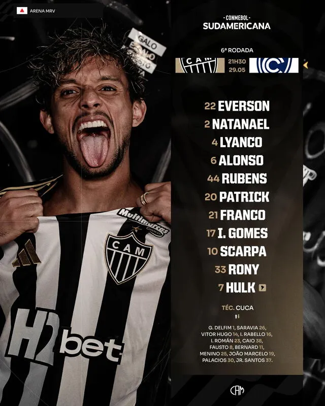 Alineación confirmada del Galo. Foto: Atlético Mineiro   
