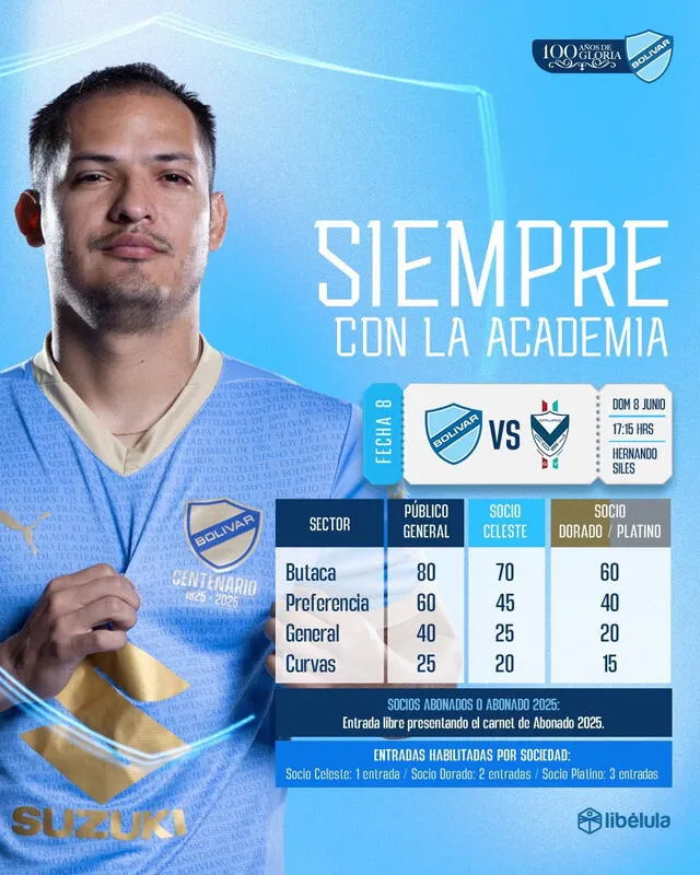 Precios de las entradas para el GV San José. Foto: Club Bolívar 